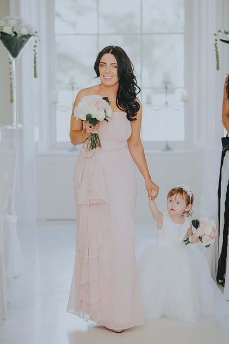 bridesmaid walking up isyle